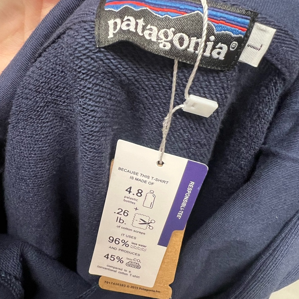 Patagonia Pullover Navy Hooded Sweatshirt Size L - Picture 2 of 5